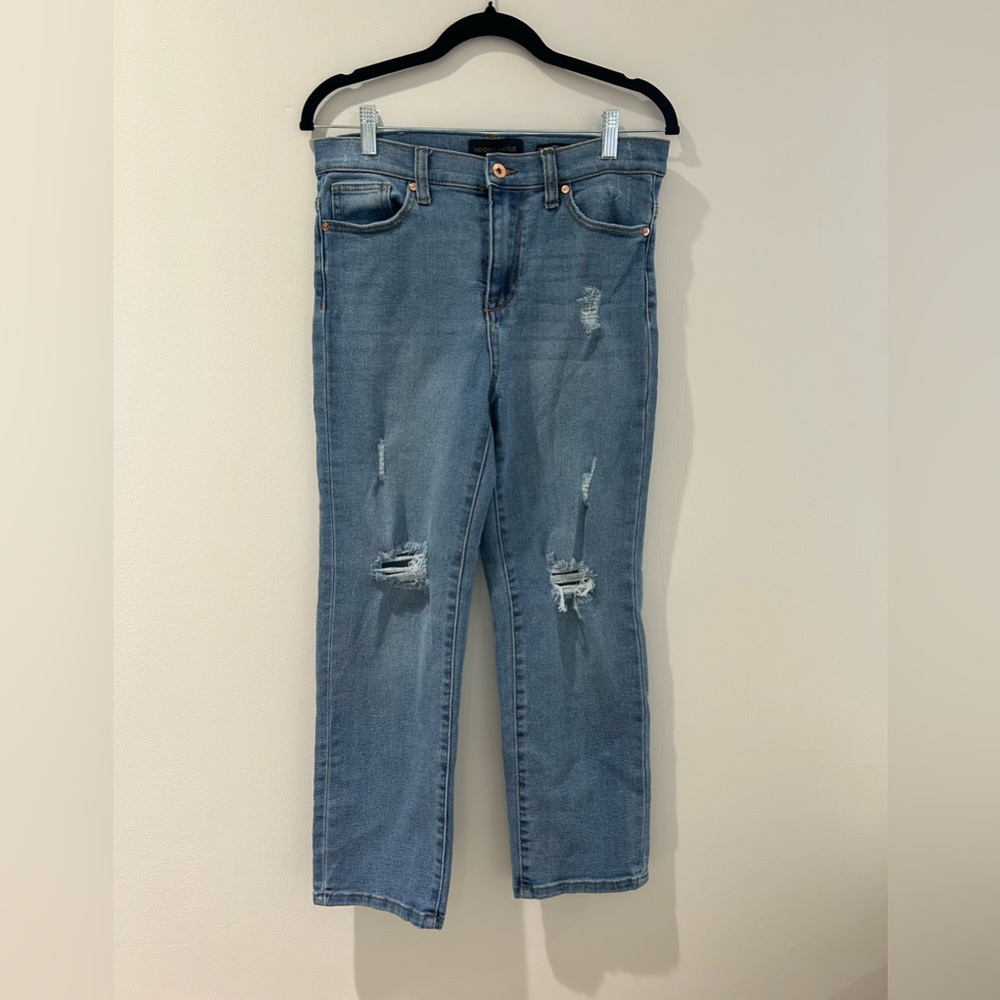 Kendall + Kylie The Icon High Rise Straight Ripped Jeans Size 7
